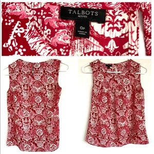 Talbots Red & White Pattern Sleeveless Blouse
